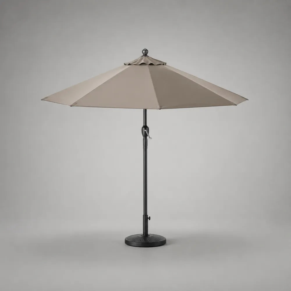 Parasol de jardin rond en polyester taupe avec mât en aluminium diamètre 300 cm