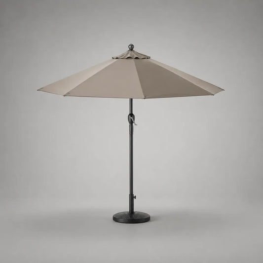 Parasol de jardin rond en polyester taupe avec mât en aluminium diamètre 300 cm