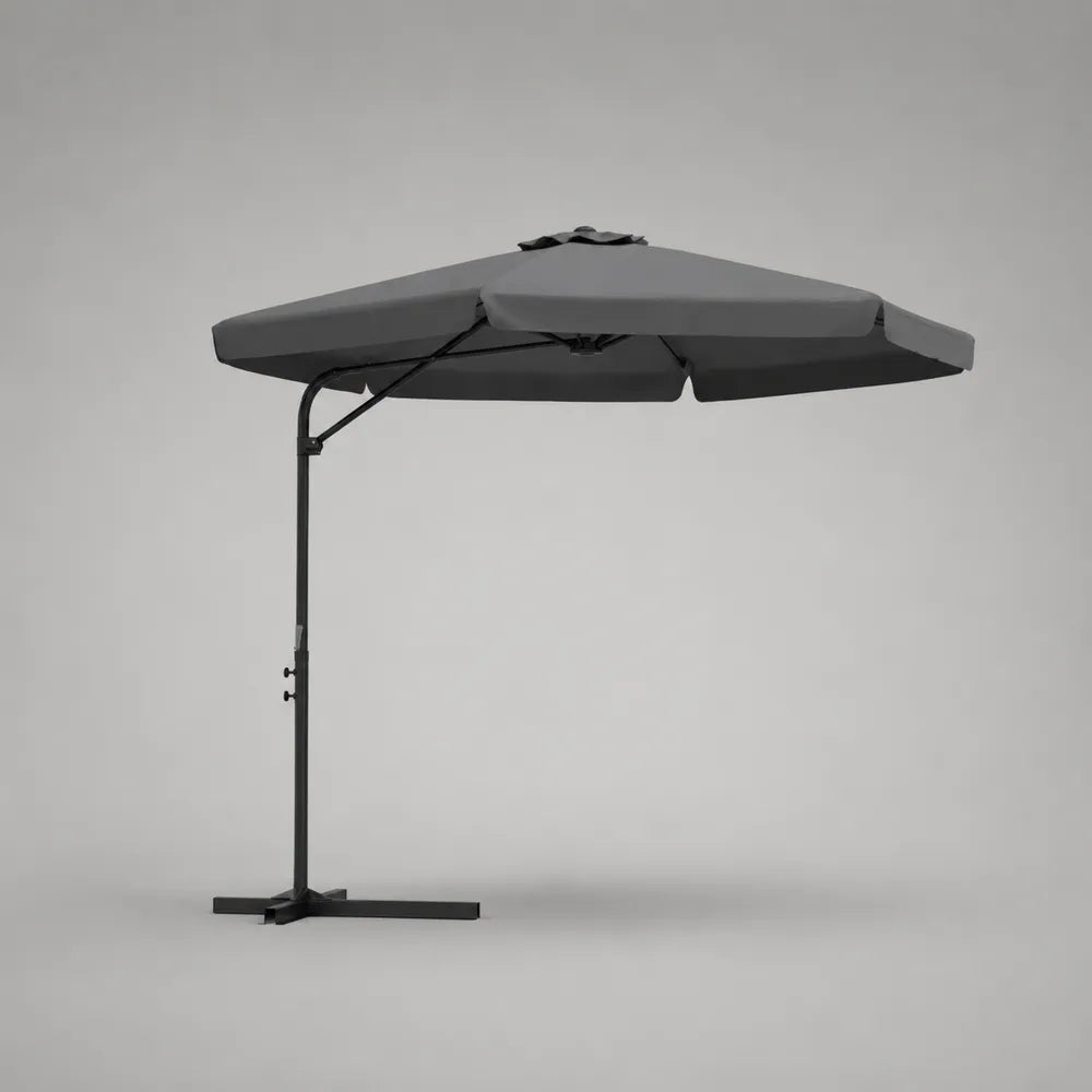 Parasol déporté de jardin carré en polyester et aluminium gris 300 x 300 cm