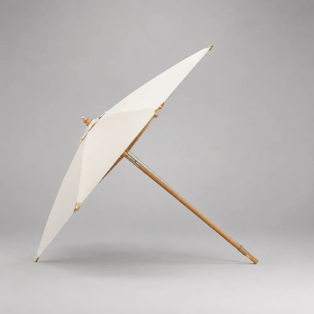 Parasol de jardin rond en polyester écru avec mât en bois diamètre 300 cm